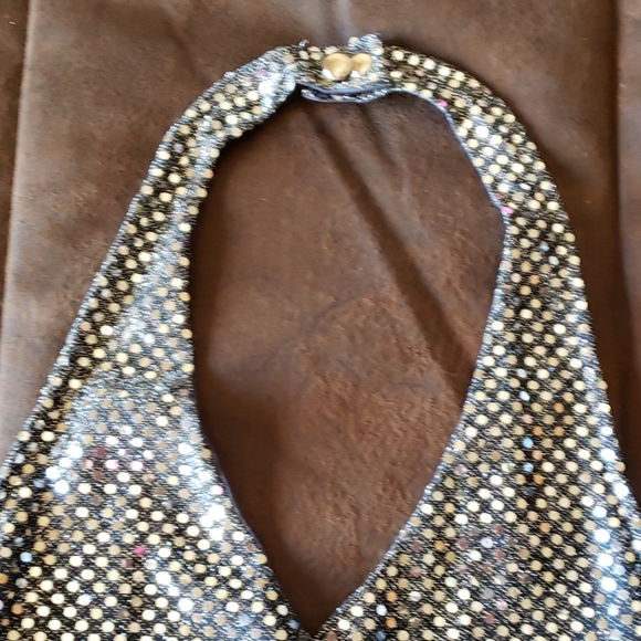 Black with silver sequence halter dress - Picture 3 of 6
